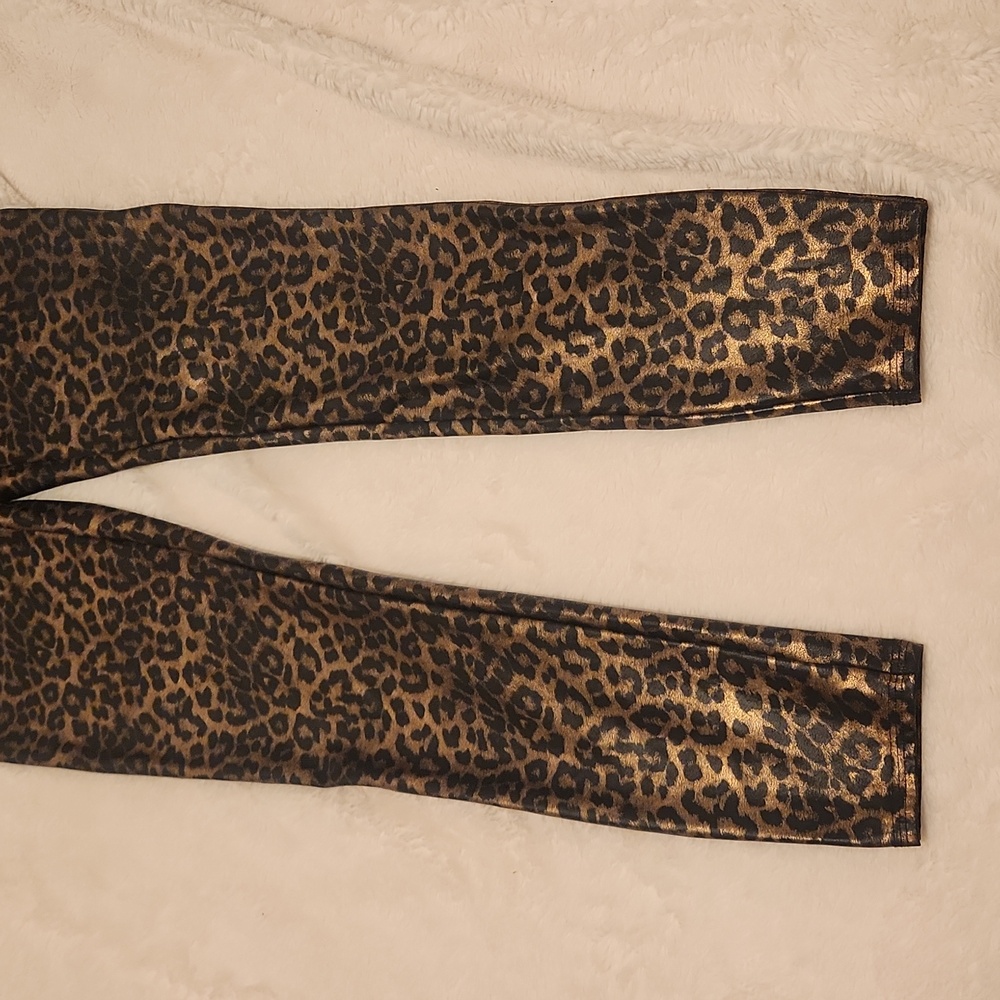 SPANX Gold and Black Leopard Print Leggings - Picture 2 of 5